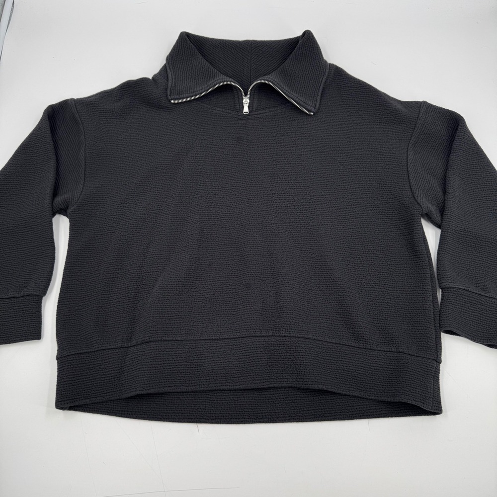 Calla Half Zip Pullover Sweatshirt Cozy Loungewear Athleisure Top Black L‎